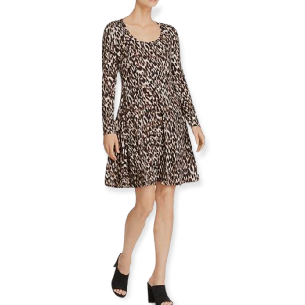 ROBERT MICHAELS SEAM DETAIL LEOPARD PRINT DRESS XS